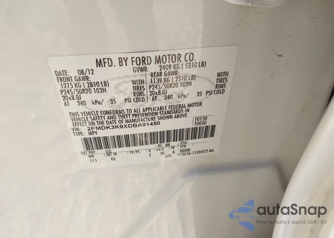 2013 Ford Edge Limited z USA, uszkodzony, nr VIN 2FMDK3K9XDBA91450